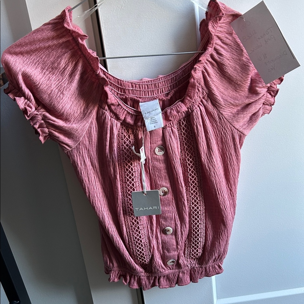 Tahari Mauve Button-Down Blouse